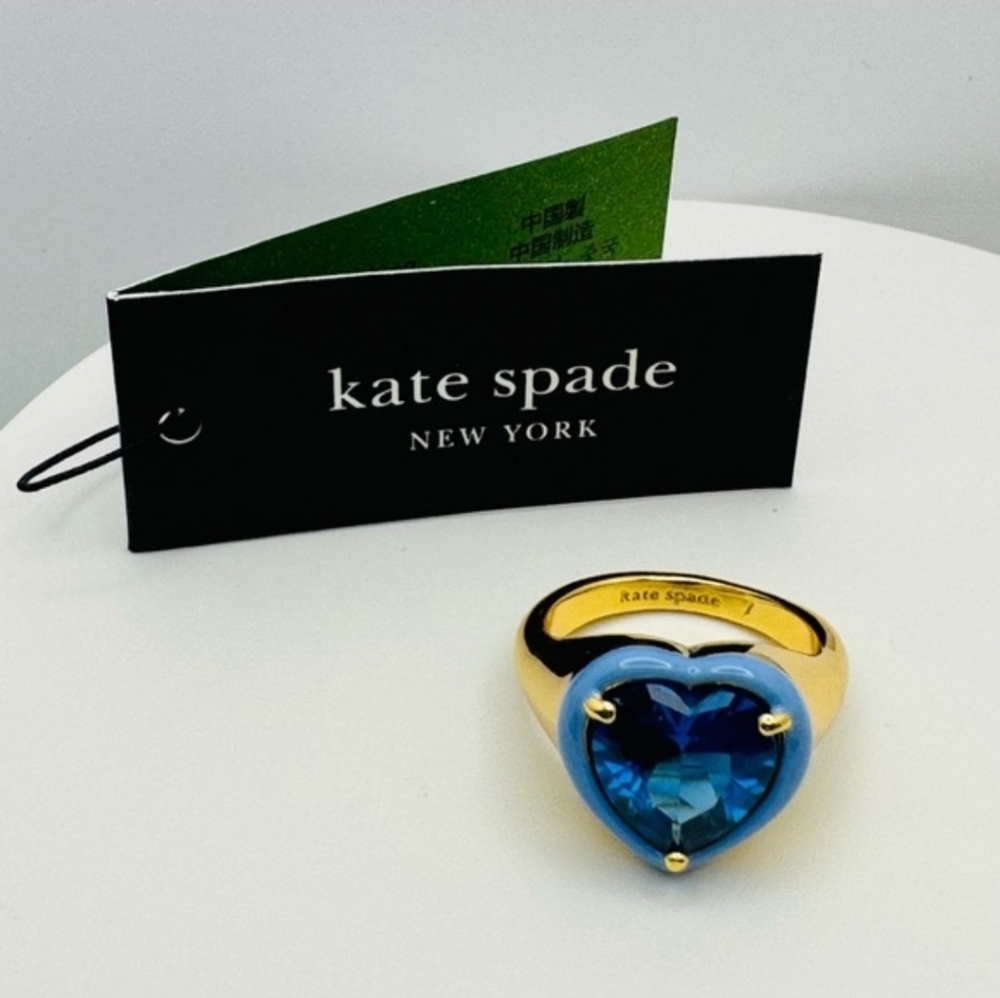 💙▪️Kate Spade ▪️Blue Sweetheart Signet Ring size 7